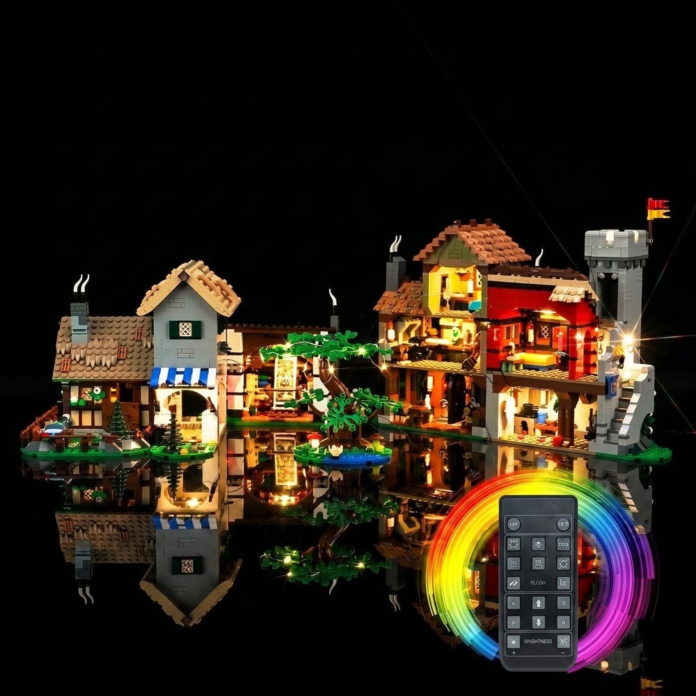 LED Lighting Kit for Lego 10332 Medieval Town Square Icons Set with Remote